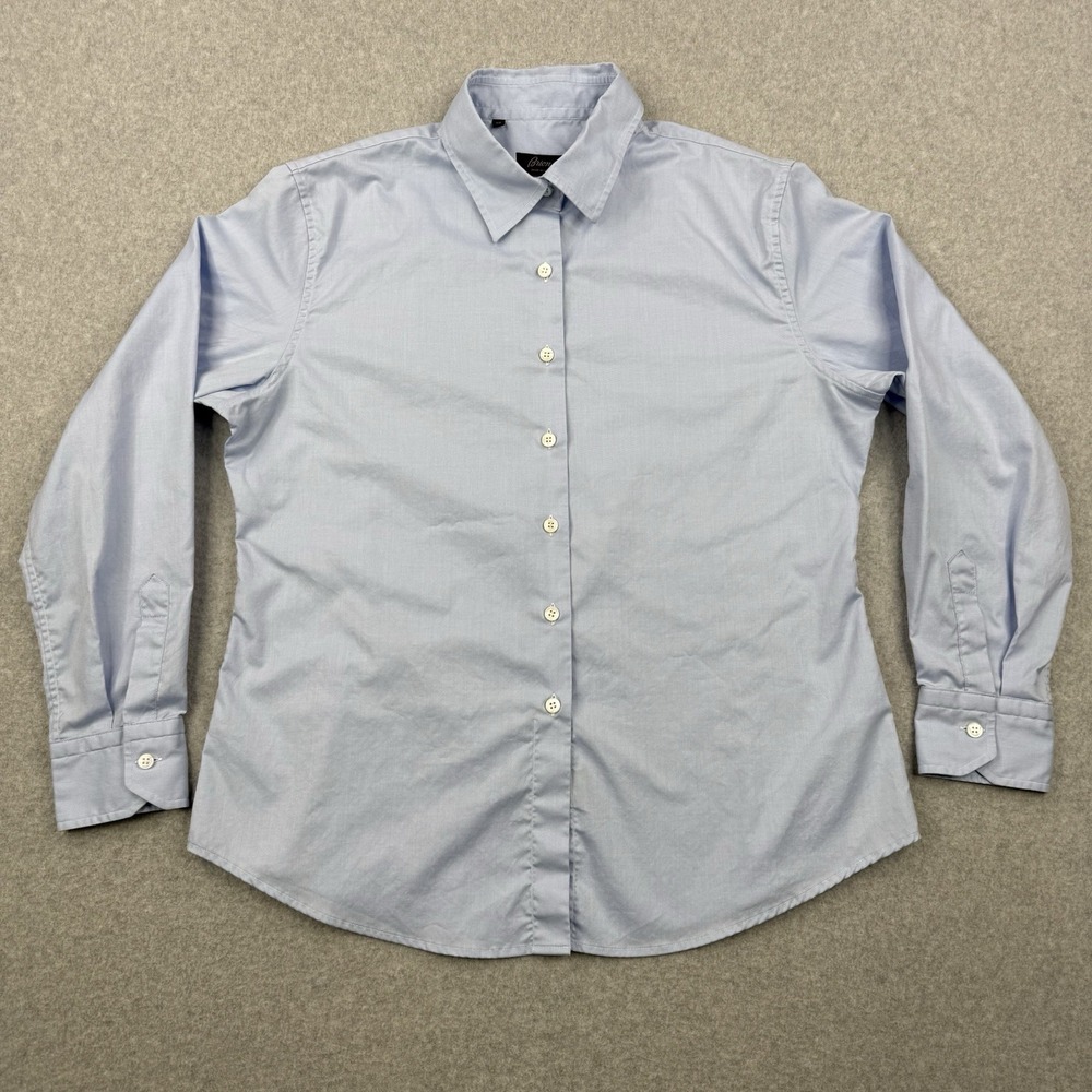 Brioni Shirt Womens‎ 50 Blue Ventiquattro Classic Button Up Long Sleeve Italy